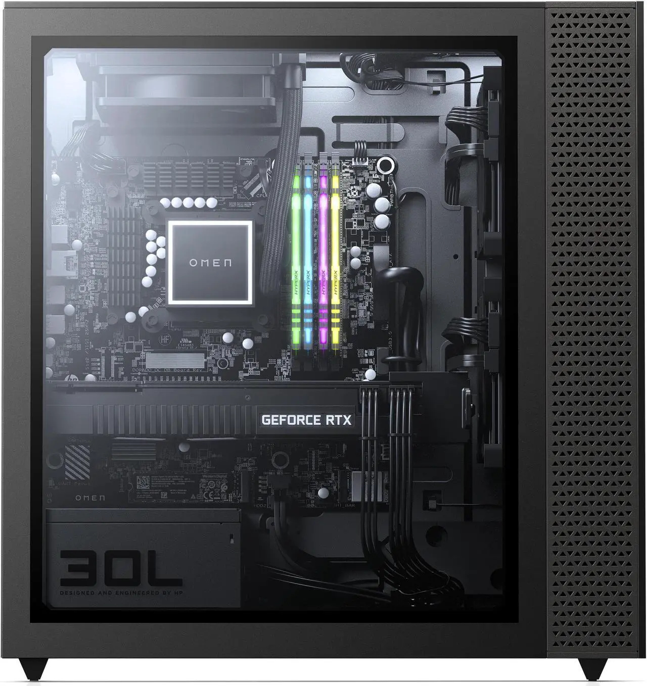 Alt view image 2 of 7 - 2021 HP OMEN 30L Gaming Desktop PC (AMD Ryzen 9 5900X Processor RGB Liquid Cooled, NVIDIA RTX 3090 Graphics Card, 800 Watt PSU, Windows 10 Professional, 4TB PCIe SSD + 2TB HDD, 64GB HyperX RGB RAM)