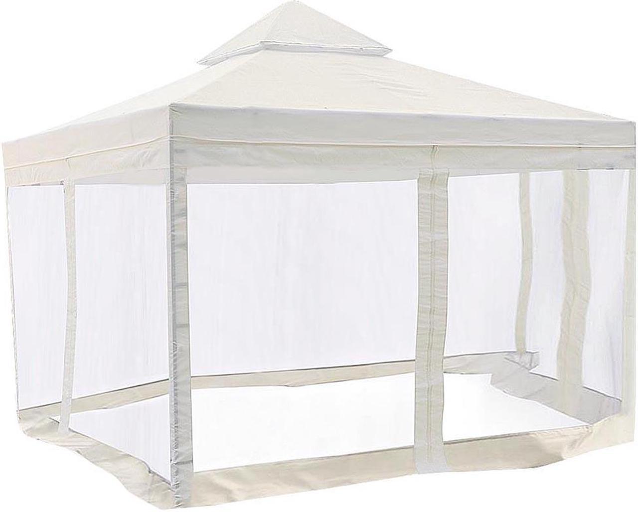 Yescom 10'x10' Gazebo Top Replacement+Mosquito Net for 2 Tier Outdoor Canopy Cover Patio Garden Yard White Y00610T07NET