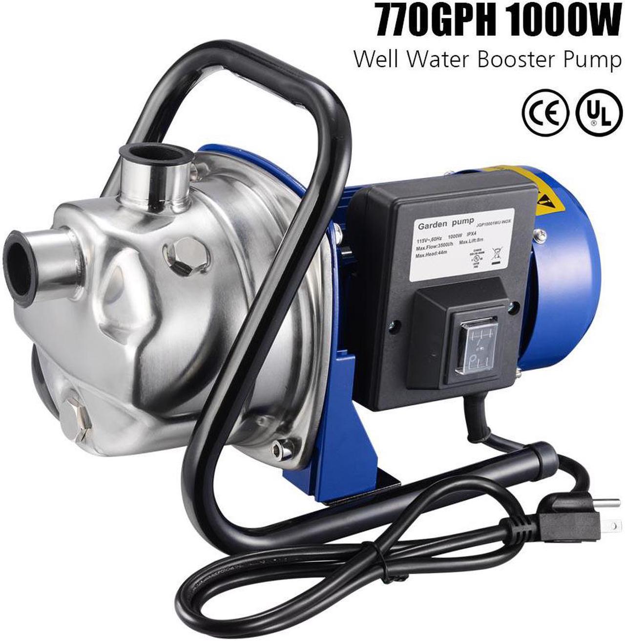 1000W Electric Water Booster Pump Stainless Steel Garden Sprinkler Pump Pool