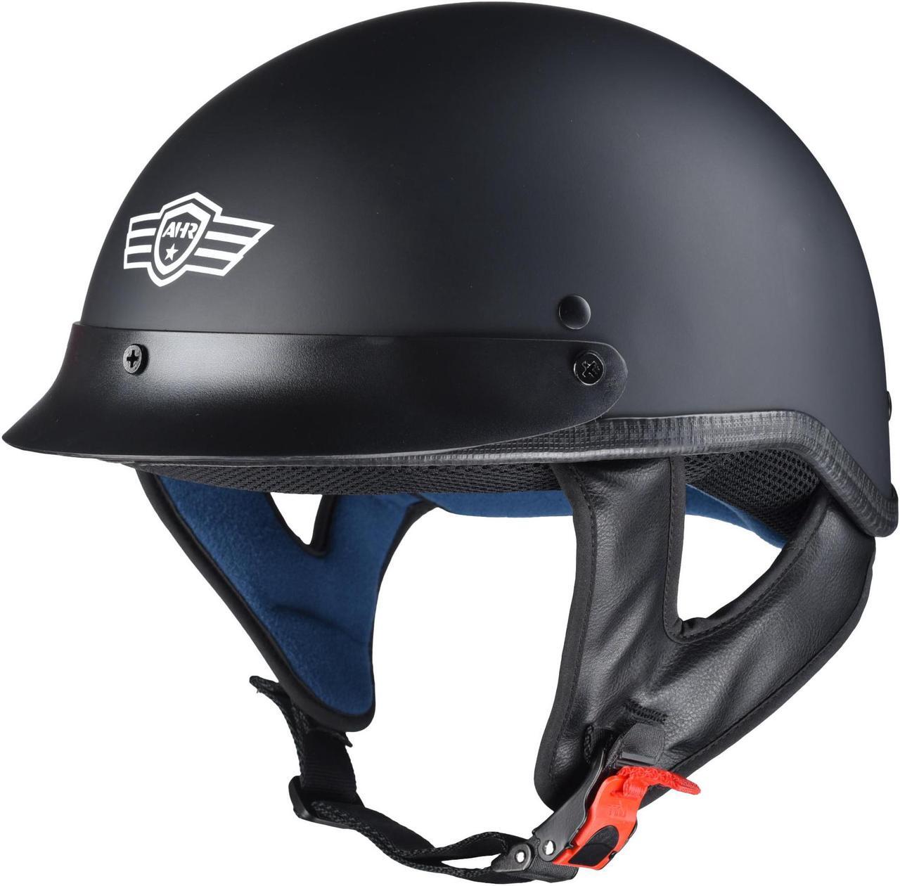 Main image of AHR RUN-C Motorcycle Half Face Helmet DOT Approved Motorbike Cruiser Chopper Matt Black M