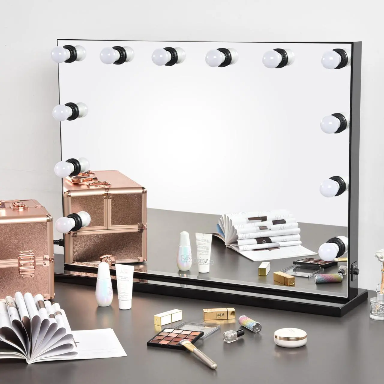 Alt view image 7 of 7 - Byootique 33"x24" Hollywood Lighted Vanity Makeup Mirror 12 LED Bulbs Studio