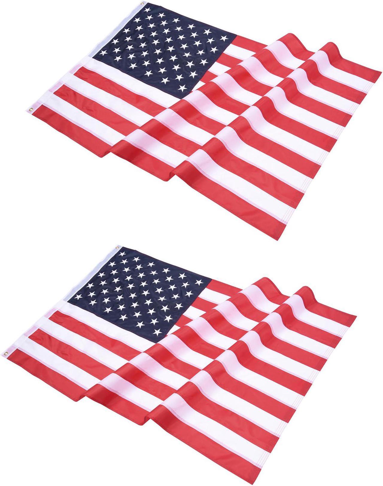 4x6 Ft US Flag Sewn Stripes Polyester Oxford Fabric Fade Resistance Yard 2 Pack