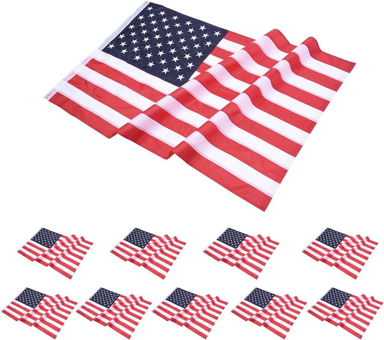 4x6 Ft US Flag Sewn Stripes Polyester Oxford Fabric Fade Resistance Yard 10 Pack