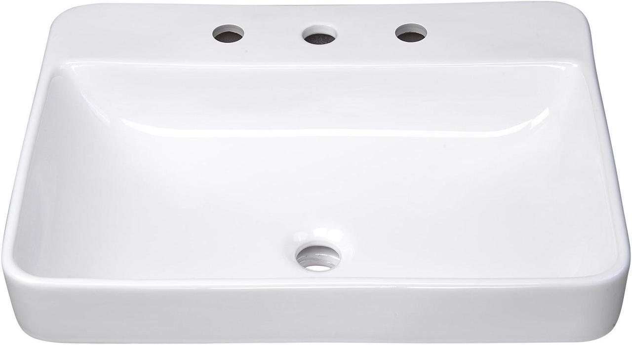 Aquaterior 23" Bathroom Drop in Vessel Sink Ceramic Semi Recessed Basin w/ Drain