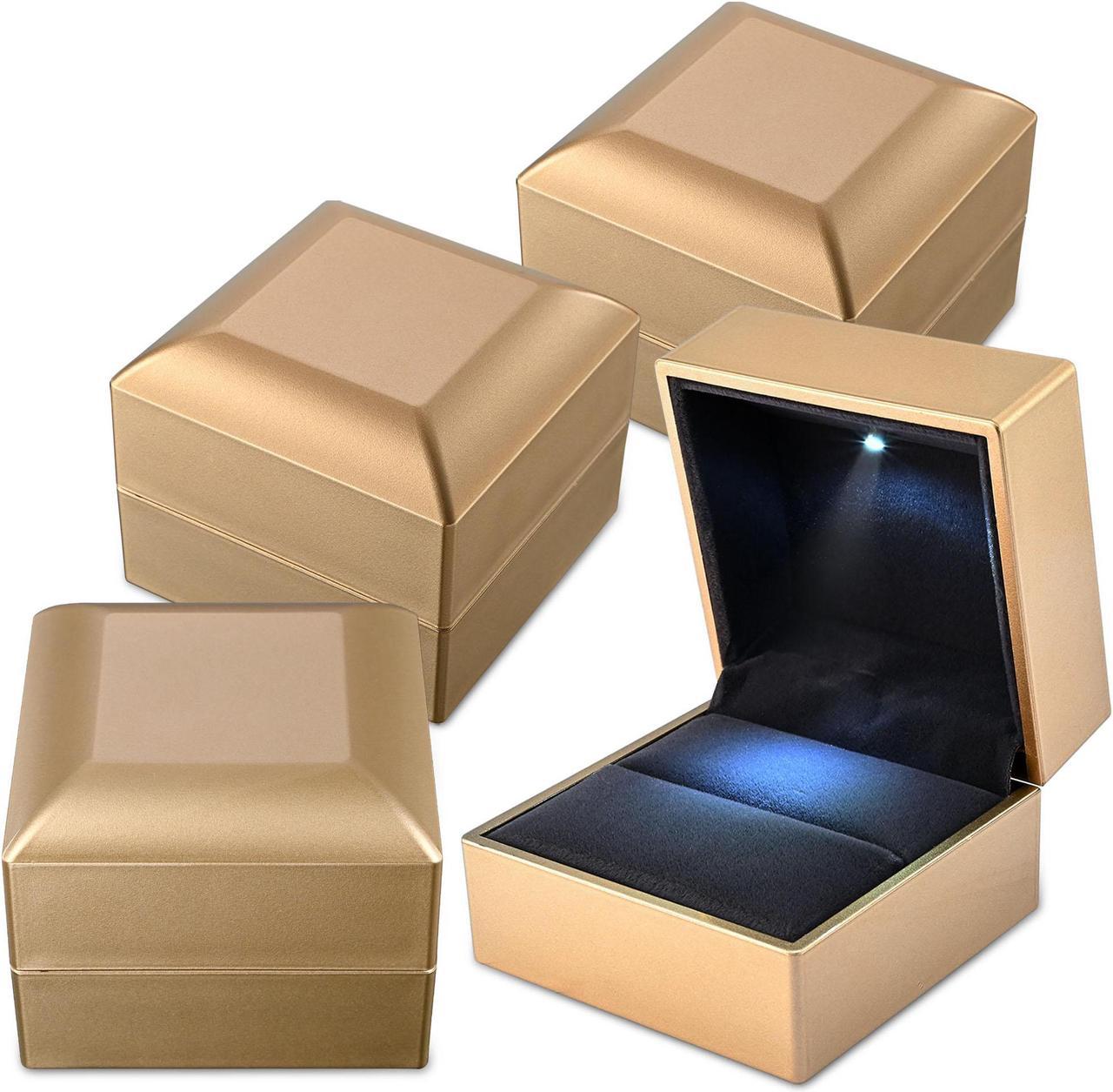 Yescom LED Ring Box Jewelry Wedding Engagement Proposal Lighted Pin Coin Case 4 Pack