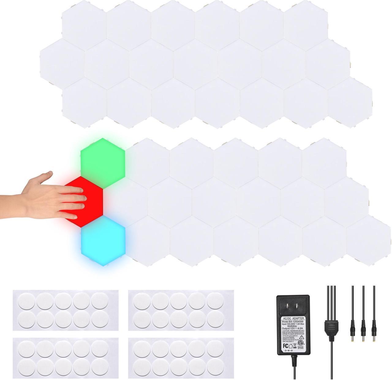 Yescom 40 Block Smart LED Hexagon Light Panel Touch Sensitive Magnetic Wall Mount DIY Gifts