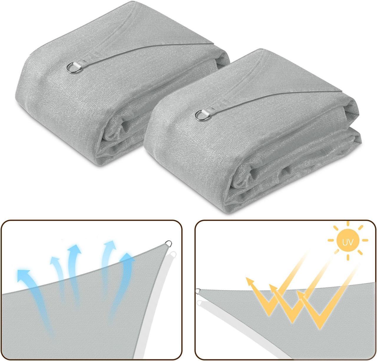 Alt view image 5 of 7 - Yescom 2 Pack 10x10 Ft 97% UV Block Square Sun Shade Sail Canopy Cover Net Outdoor Yard