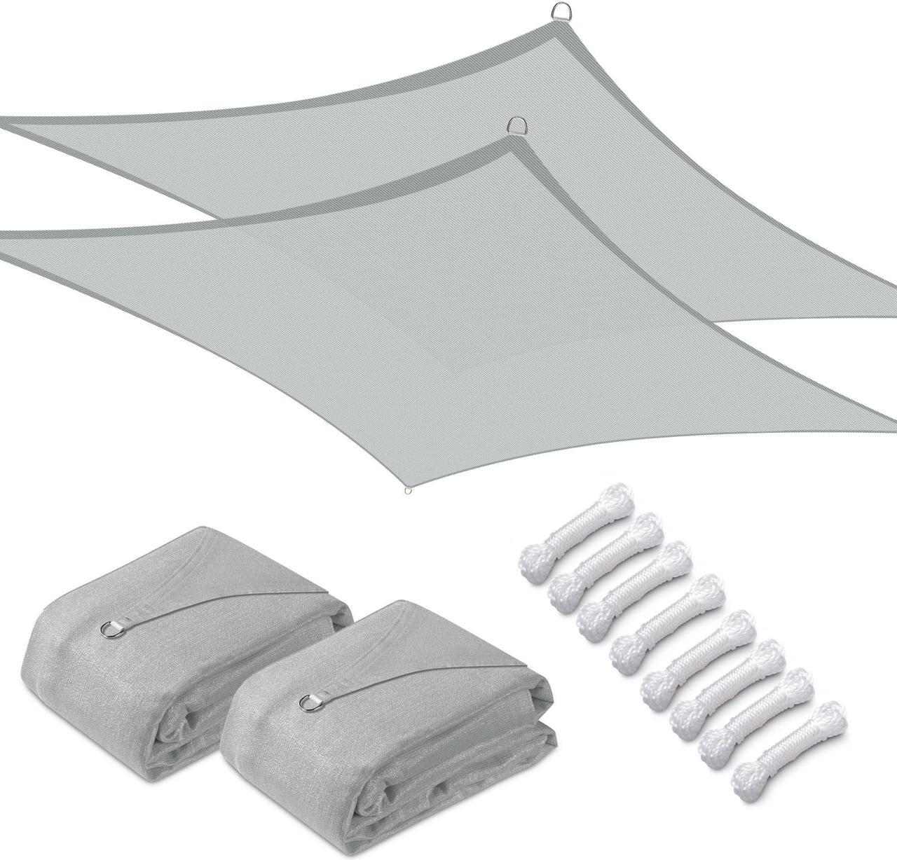Alt view image 3 of 7 - Yescom 2 Pack 10x10 Ft 97% UV Block Square Sun Shade Sail Canopy Cover Net Outdoor Yard