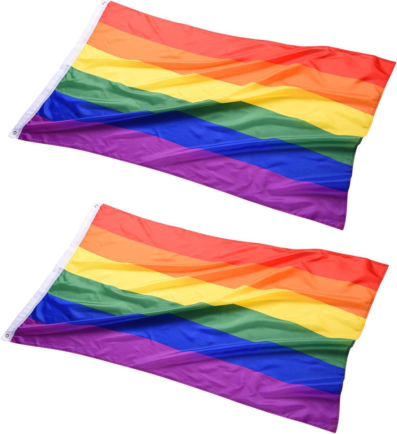 Yescom 5x3 Ft Rainbow Flag Gay Pride Lesbian LGBT Banner Polyester with Grommets 2 Pack