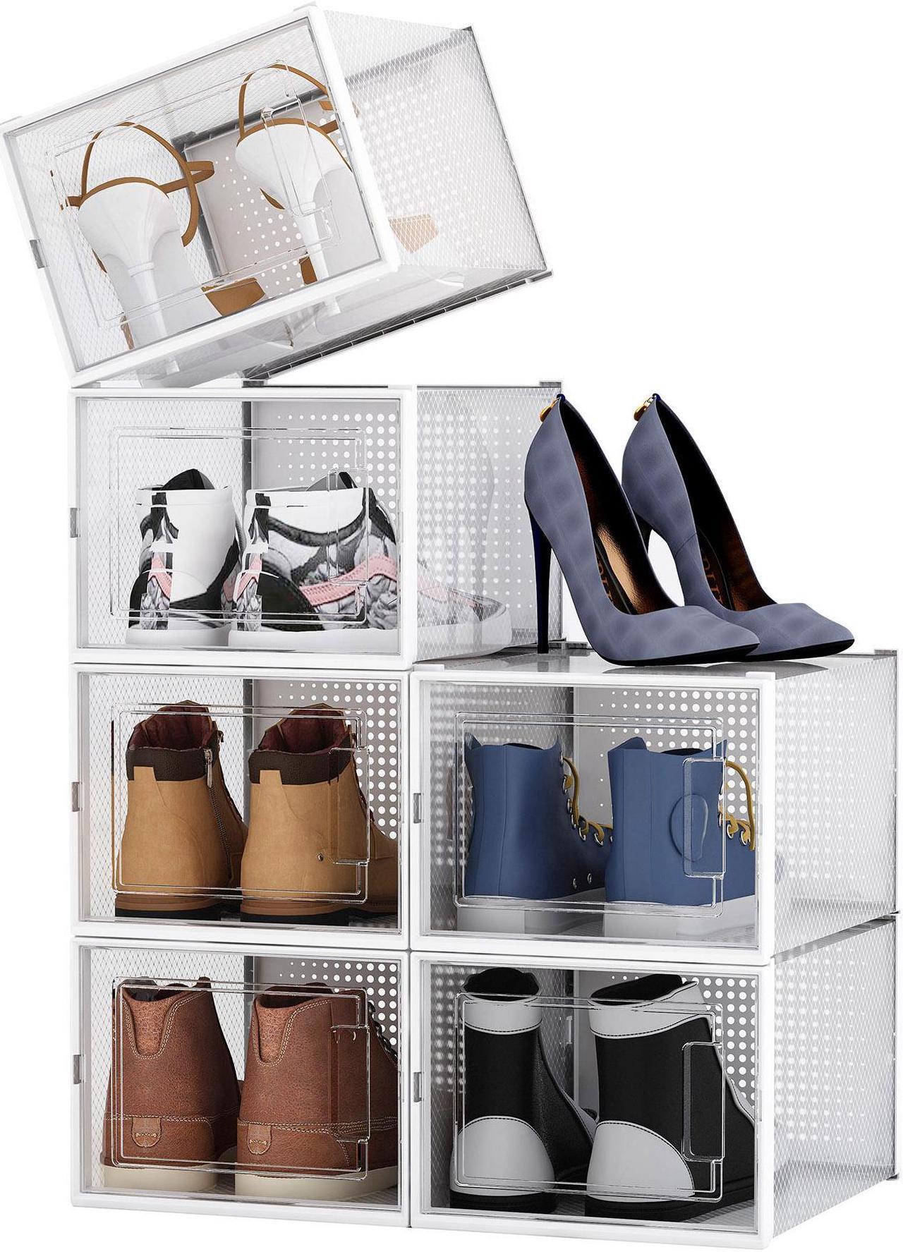Main image of Yescom 6 Pack High Heel Shoe Storage Box Stackable Container Foldable Organizer Home