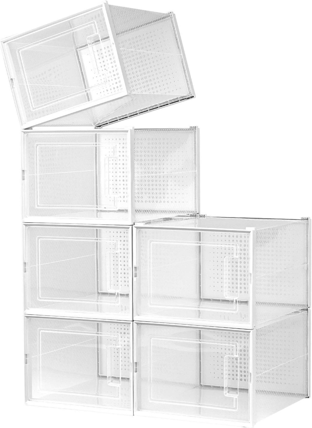 Alt view image 2 of 7 - Yescom 6 Pack High Heel Shoe Storage Box Stackable Container Foldable Organizer Home