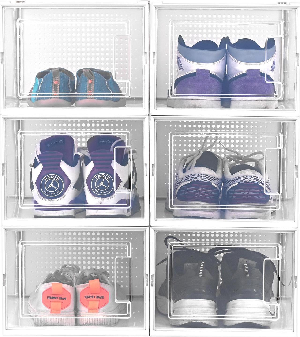 Alt view image 3 of 7 - Yescom 6 Pack High Heel Shoe Storage Box Stackable Container Foldable Organizer Home