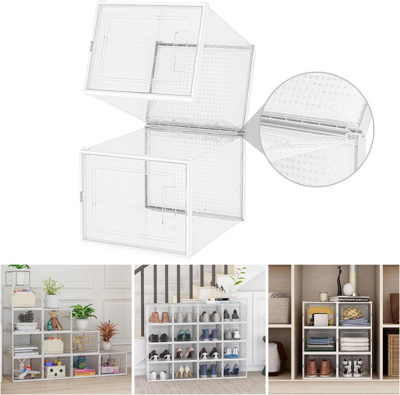 Alt view image 4 of 7 - Yescom 6 Pack High Heel Shoe Storage Box Stackable Container Foldable Organizer Home