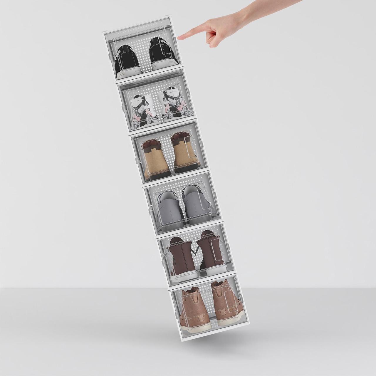 Alt view image 5 of 7 - Yescom 6 Pack High Heel Shoe Storage Box Stackable Container Foldable Organizer Home
