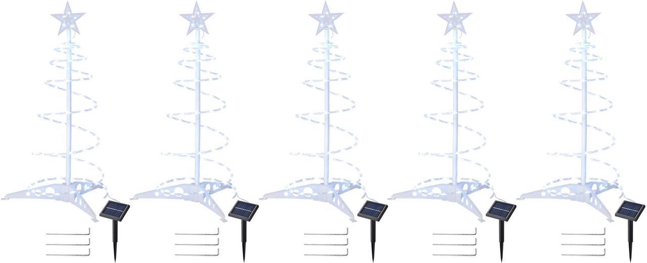 2 Ft LED Christmas Spiral Light with Star Finial Solar Panel Decoration 5 Kits