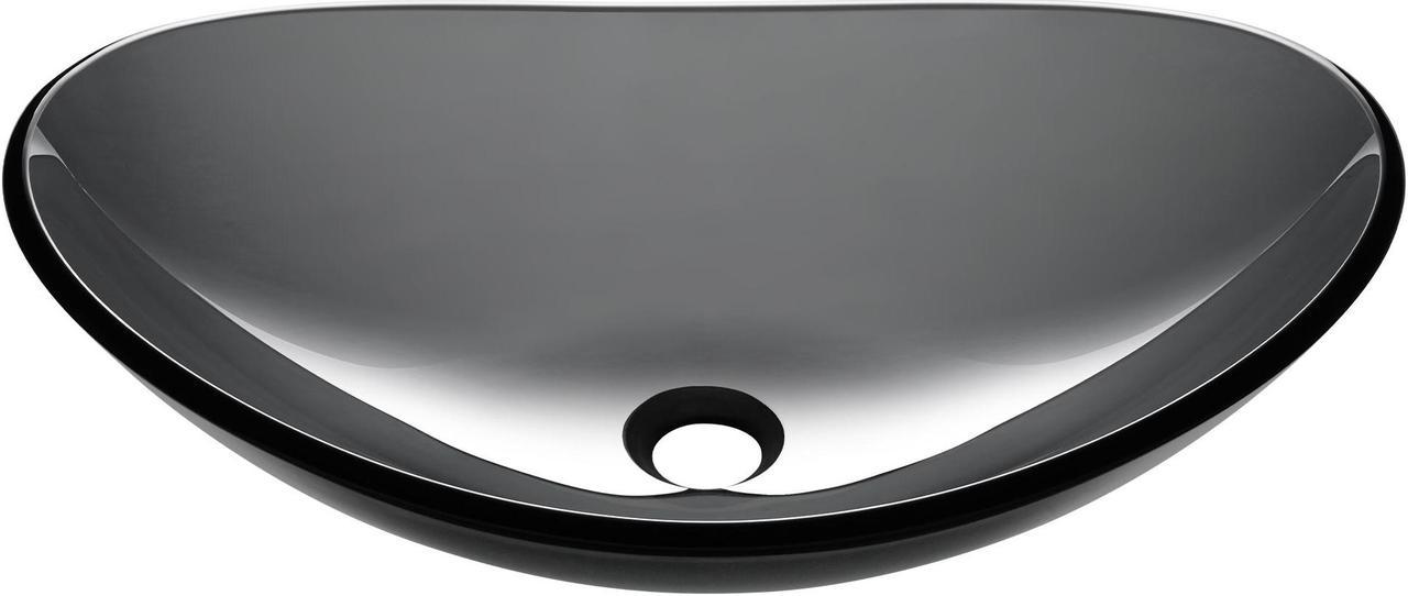 Aquaterior Oval Tempered Glass Vessel Sink Vanity Above Counter Top Mount Basin