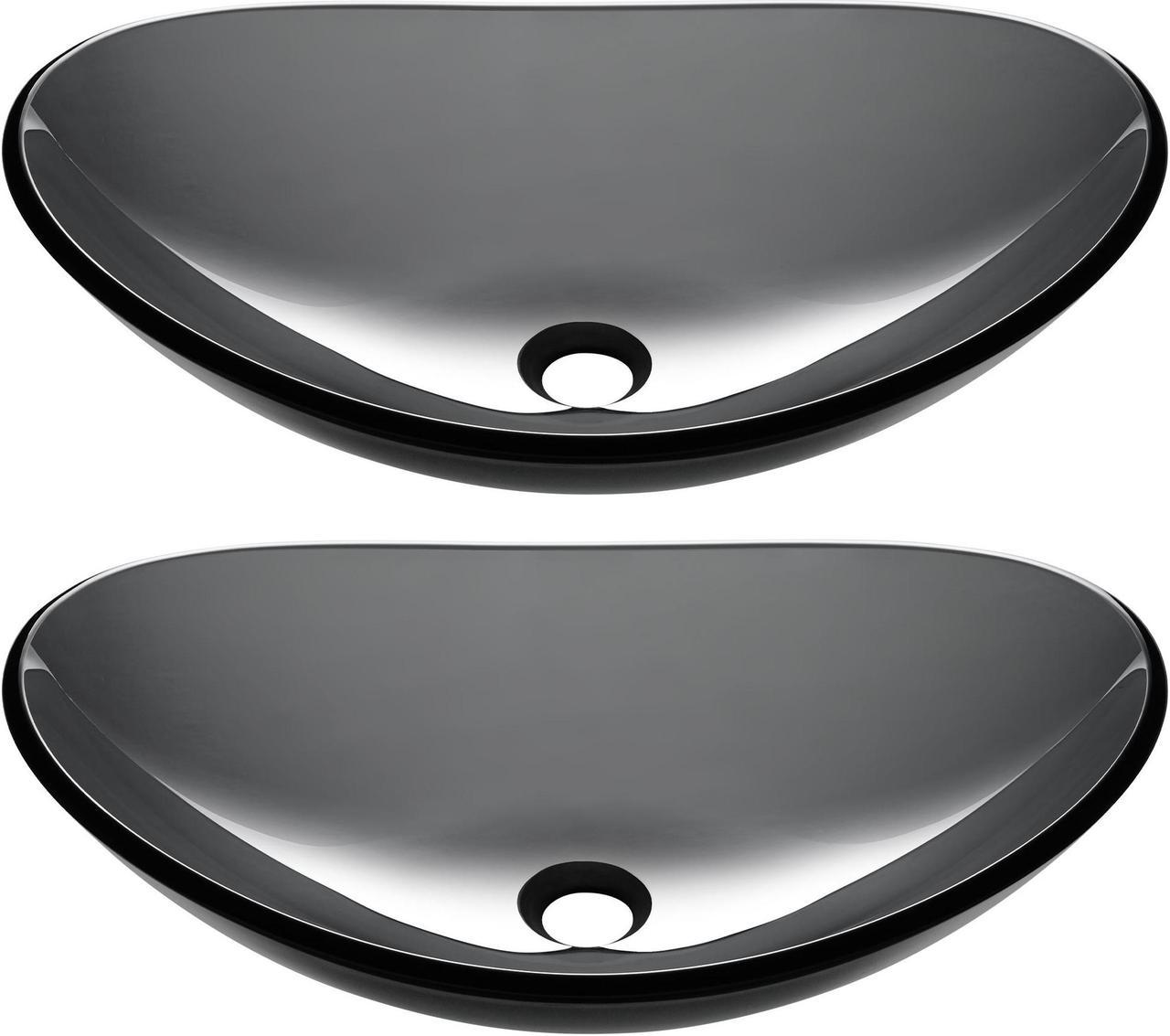 Aquaterior Bathroom Oval Tempered Glass Vessel Sink Counter Top Basin 2 Pack