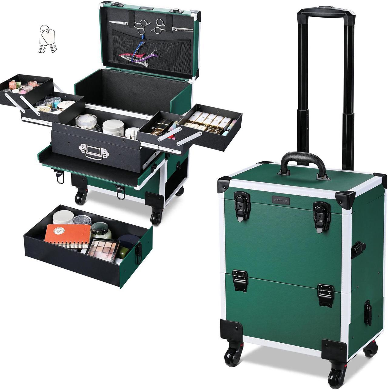 Byootique Rolling Makeup Train Case Cosmetic Organizer Trolley Lockable Vanity