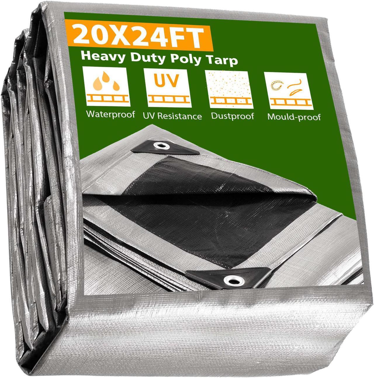 Main image of Yescom 20x24 Ft 14 Mil Poly Tarp Protective Cover Tarpaulin Heavy Duty UV Resistant