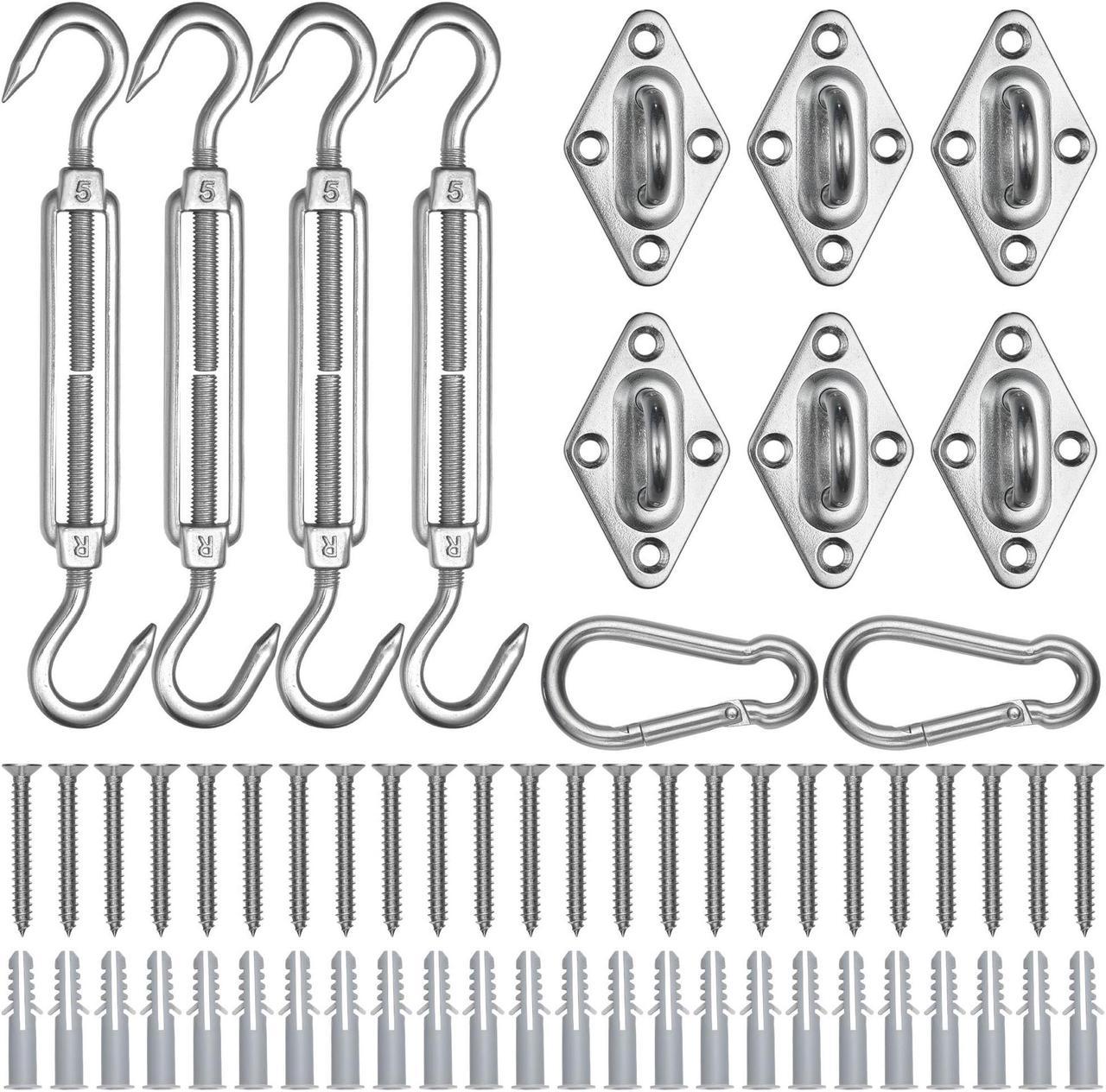 Triangle Sun Shade Sail Hardware Kit 304 Anti-Rust Stainless Steel Garden 2 Pack