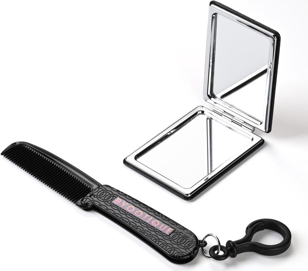 Byootique Portable Pocket Mirror W/ Folding Comb Makeup Cosmetic Mirror Travel