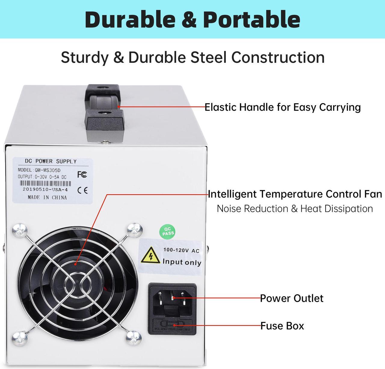 Alt view image 4 of 7 - DC Power Supply Variable 30V 10A Adjustable High Precision Digital w/Power Cord