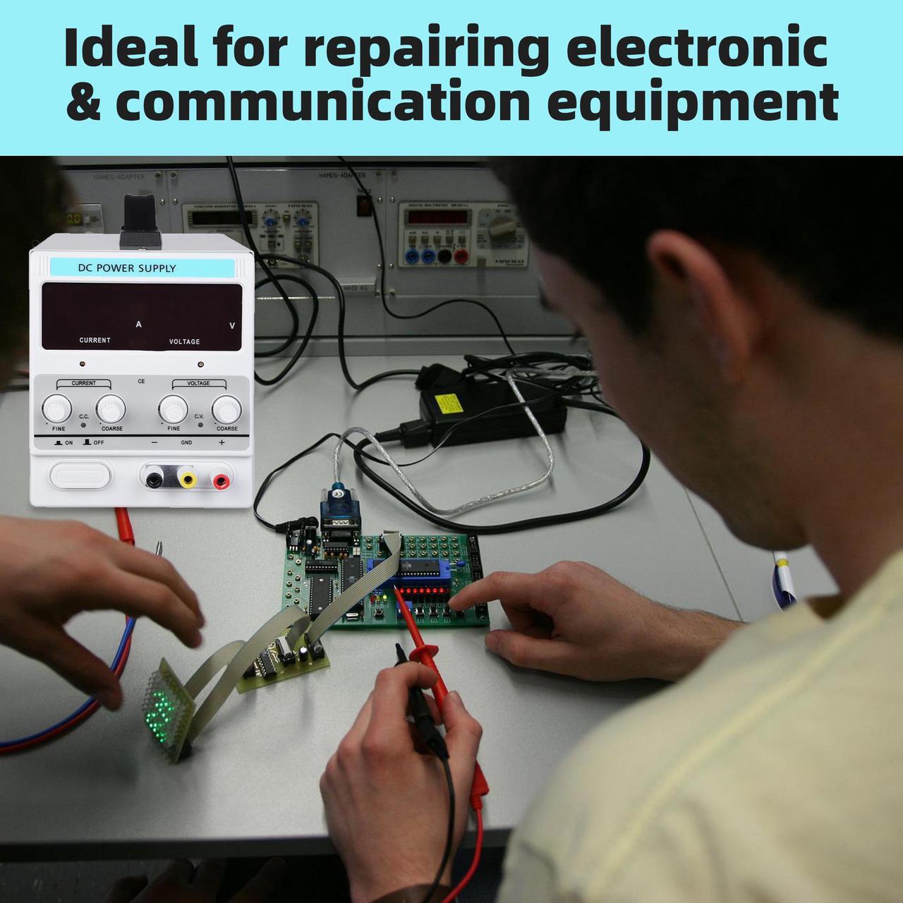 Alt view image 5 of 7 - DC Power Supply Variable 30V 10A Adjustable High Precision Digital w/Power Cord