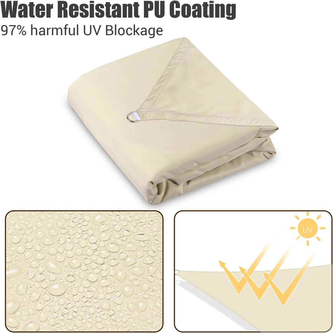 Alt view image 5 of 7 - 16x16 Ft 97% UV Block Square Sun Shade Sail Top Canopy Outdoor Patio Pool Deck