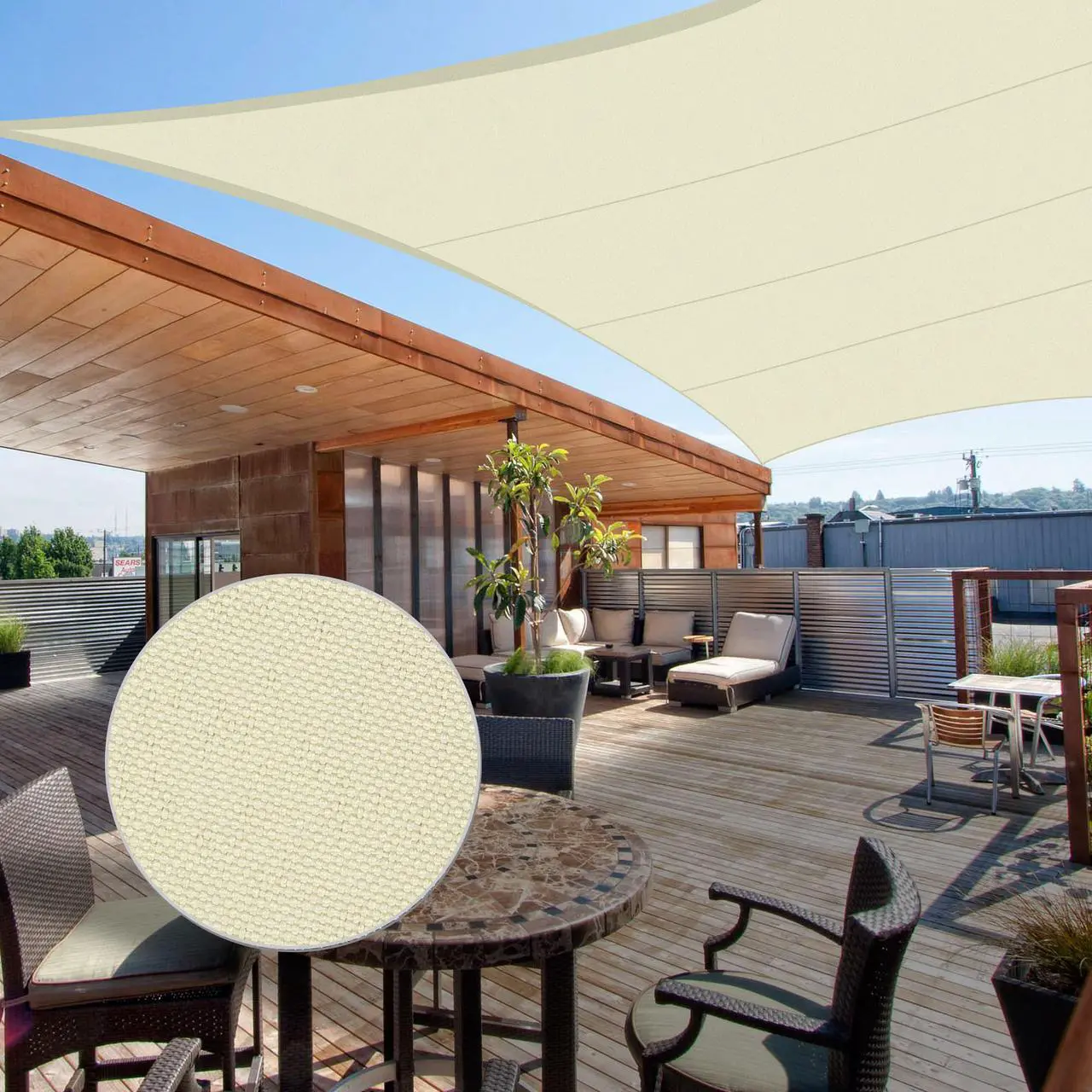 Alt view image 4 of 7 - 16x16 Ft 97% UV Block Square Sun Shade Sail Top Canopy Outdoor Patio Pool Deck