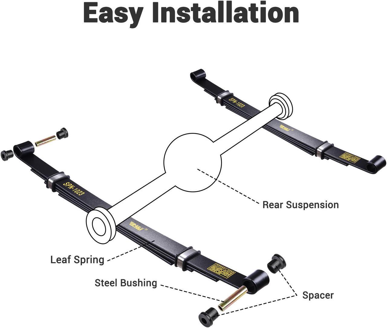 Alt view image 3 of 7 - Set of 2 Rear Leaf Springs for Club Car Precedent Golf Cart Heavy Duty Dual Action with Bushings