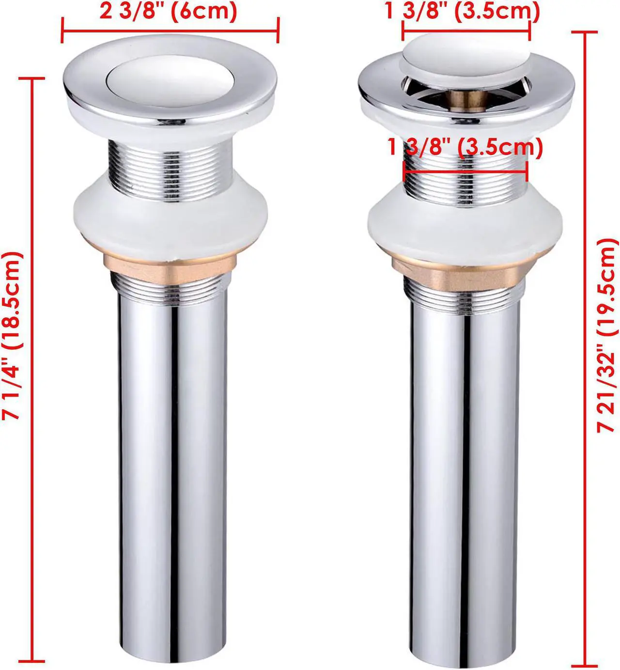Alt view image 3 of 4 - Aquaterior 1 3/8"  Bathroom Faucet Vessel Vanity Sink Pop Up Drain Stopper Without Overflow Polished Chrome