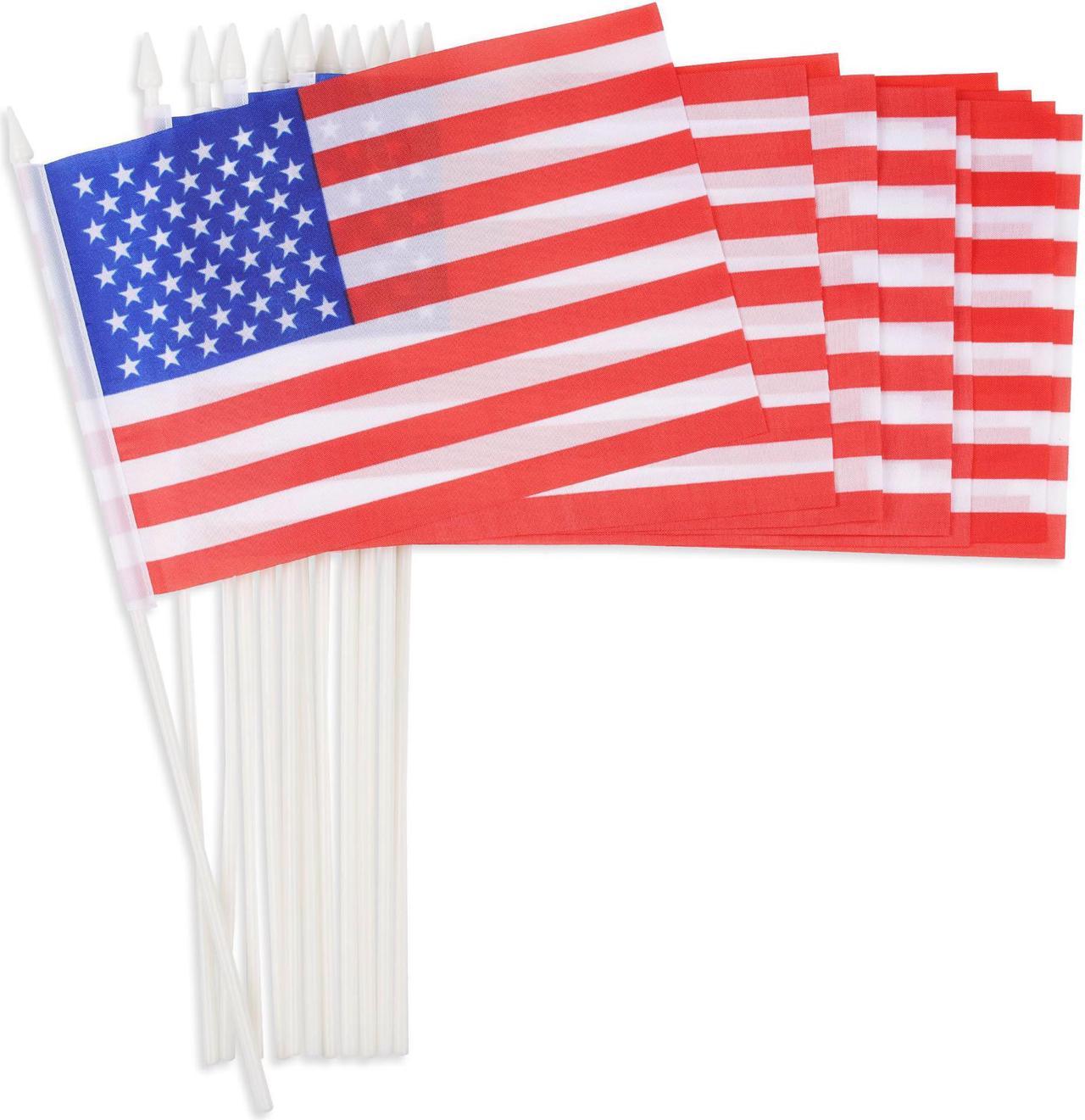 5"x8" American Stick Flag Handheld Mini US Independence Day Decoration 12 Pack