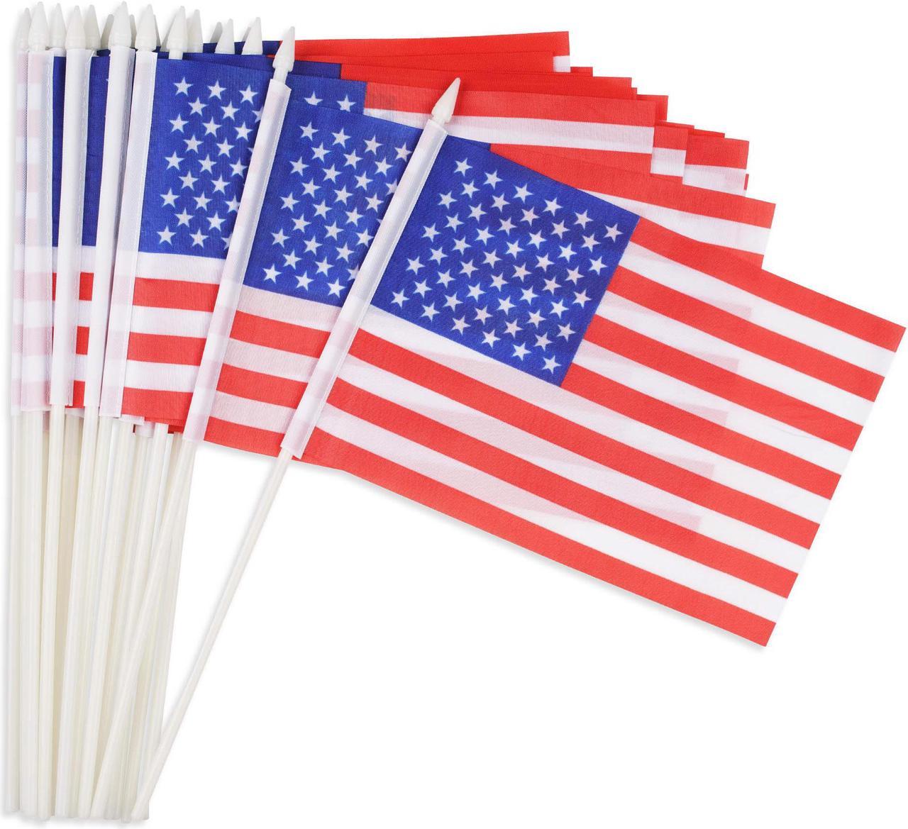 5"x8" American Stick Flag Handheld Mini US Independence Day Decoration 24 Pack