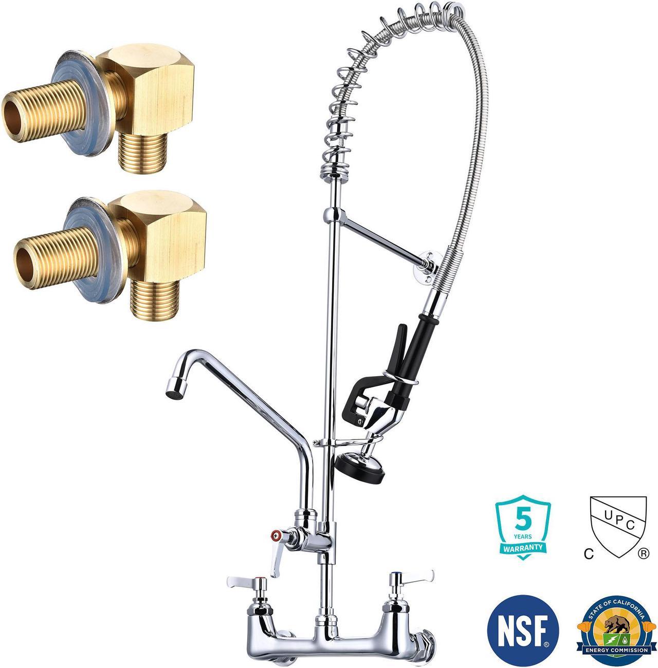 Aquaterior Wall Mount Pre-Rinse Faucet w/ Installation Kit 36" Height Sprayer