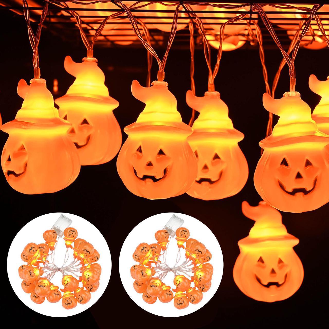 Halloween 40x LED Pumpkin String Lights Lantern Lamp Indoor Outdoor Party Decors 2024