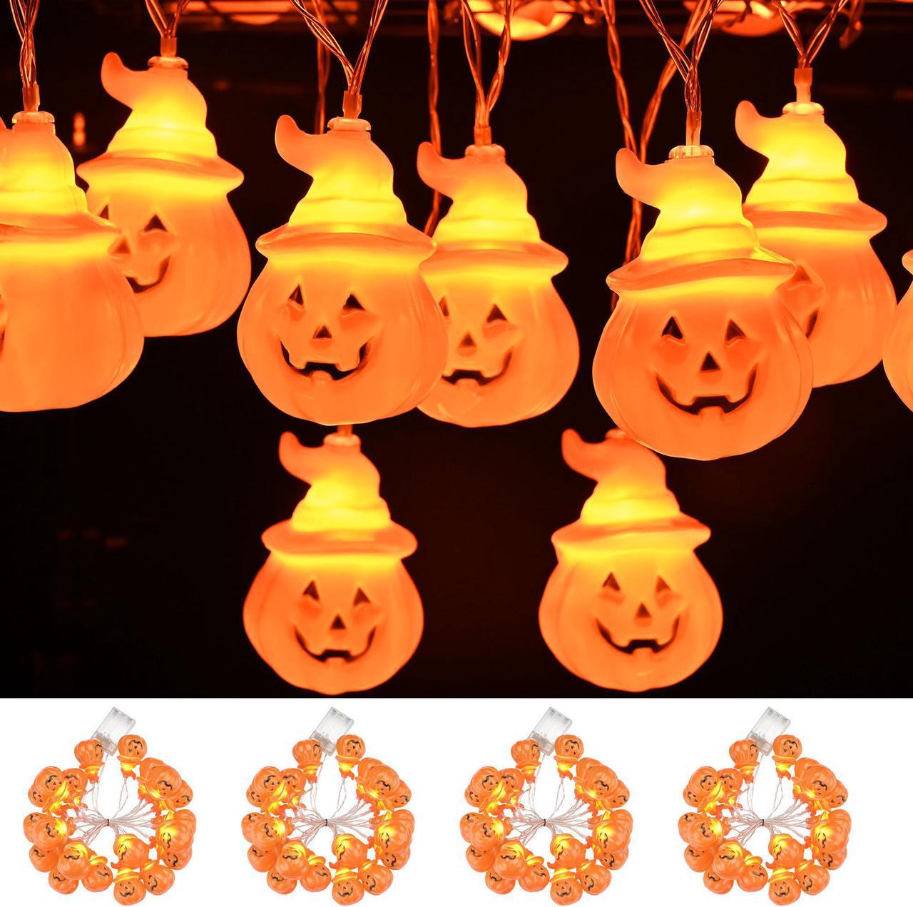 Halloween 80PC LED Pumpkin String Lights Lantern Lamp Indoor Outdoor Party Décor 2024