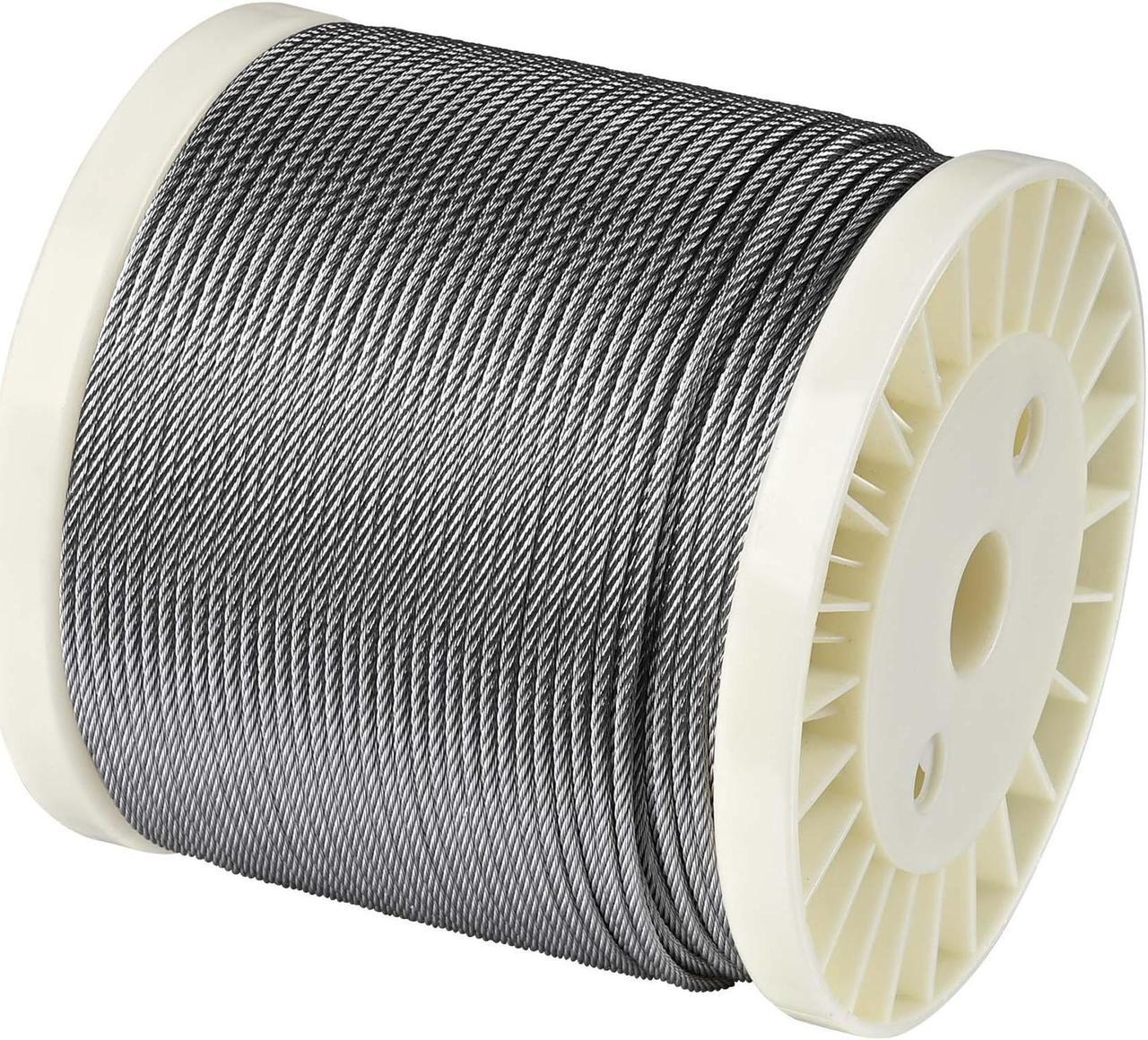 Yescom 1/8" T316 Stainless Steel Cable Wire Rope 7x7 Aircraft Strand Railing Decking Coil & Reel 500 Ft