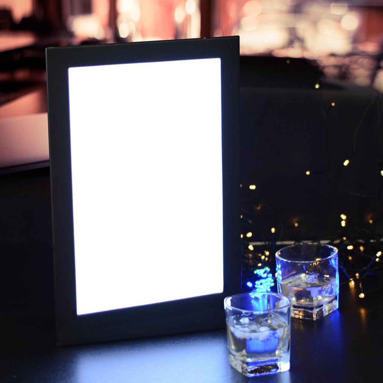 WeChef LED Back Lit Light Menu Holder Cover Wine List Single Panel Fits 8"x14" Paper for Hotel Club