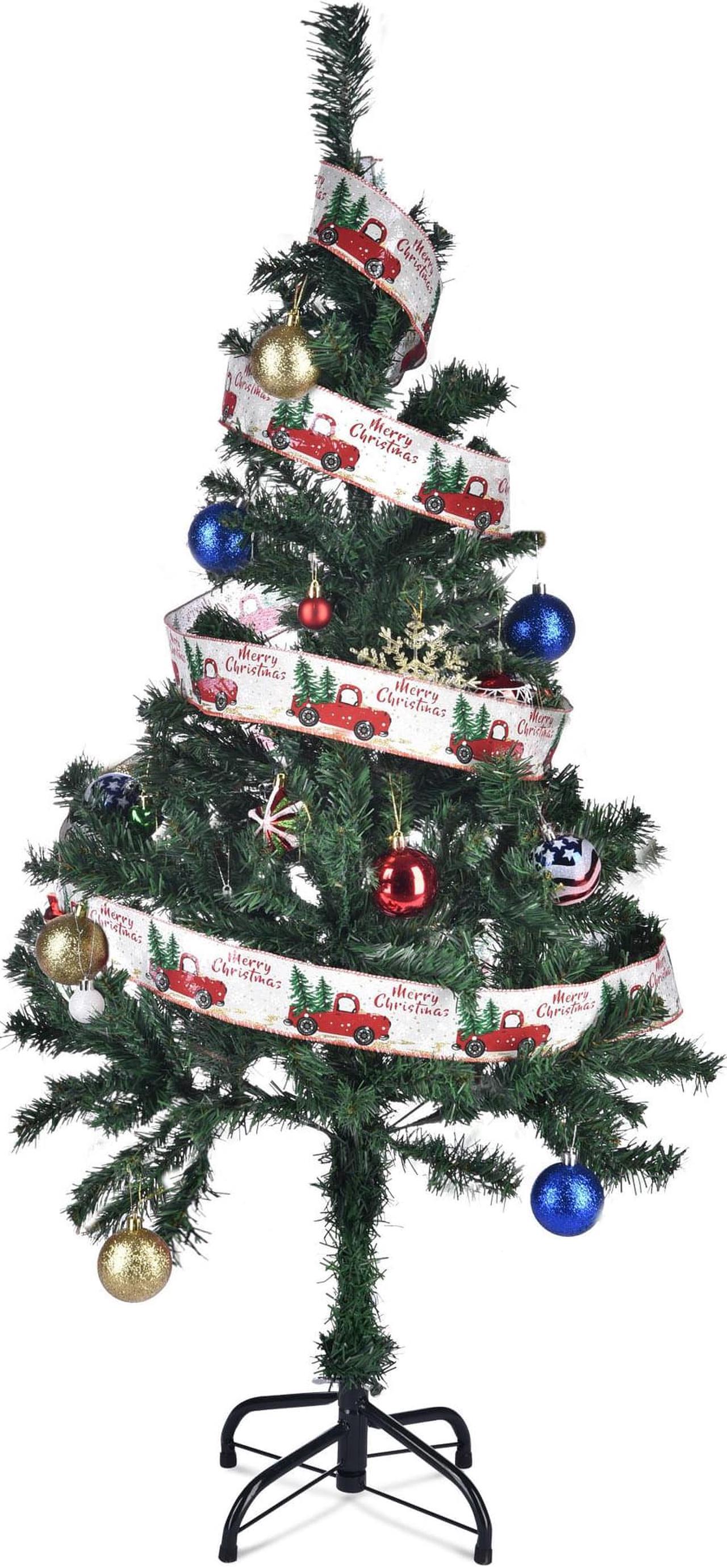 Alt view image 2 of 7 - Yescom Christmas Tree Artificial,4Ft Green Xmas Tree,Folded Hinged,200 Branch Tips Party Decoration