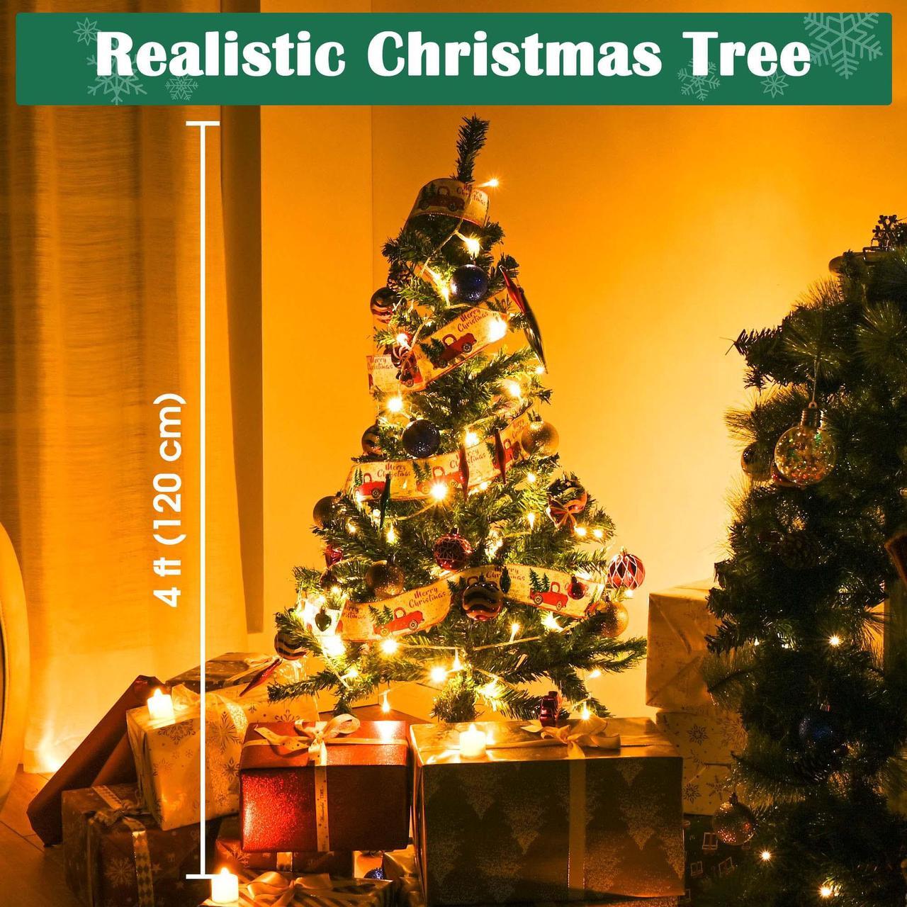 Alt view image 3 of 7 - Yescom Christmas Tree Artificial,4Ft Green Xmas Tree,Folded Hinged,200 Branch Tips Party Decoration