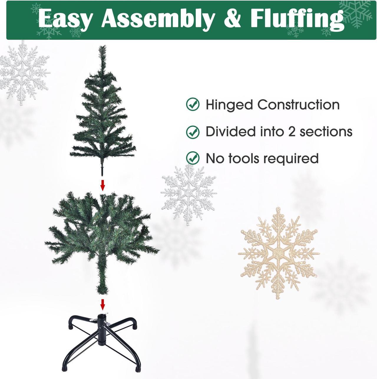 Alt view image 4 of 7 - Yescom Christmas Tree Artificial,4Ft Green Xmas Tree,Folded Hinged,200 Branch Tips Party Decoration