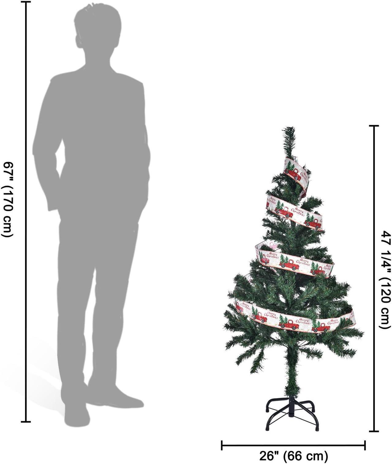 Alt view image 7 of 7 - Yescom Christmas Tree Artificial,4Ft Green Xmas Tree,Folded Hinged,200 Branch Tips Party Decoration