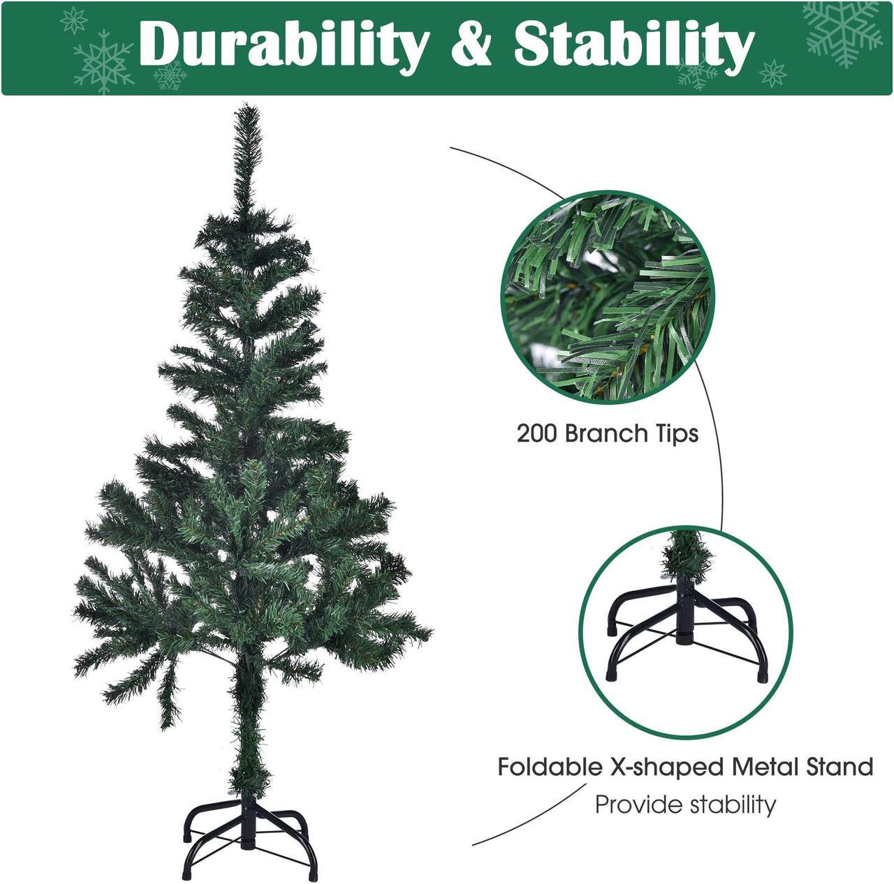 Alt view image 5 of 7 - Yescom Christmas Tree Artificial,4Ft Green Xmas Tree,Folded Hinged,200 Branch Tips Party Decoration