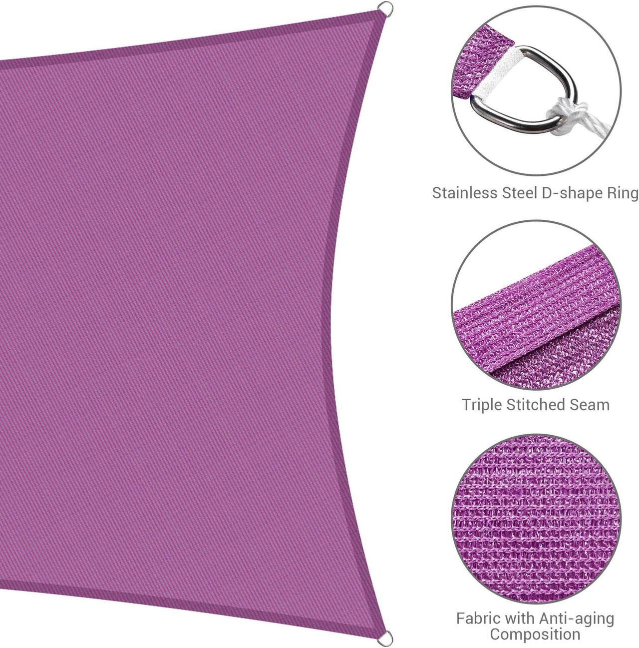 Alt view image 4 of 7 - Yescom 2 Pack 10x8 Ft 97% UV Block Rectangle HDPE Sun Shade Sail Canopy Cover Net Pool