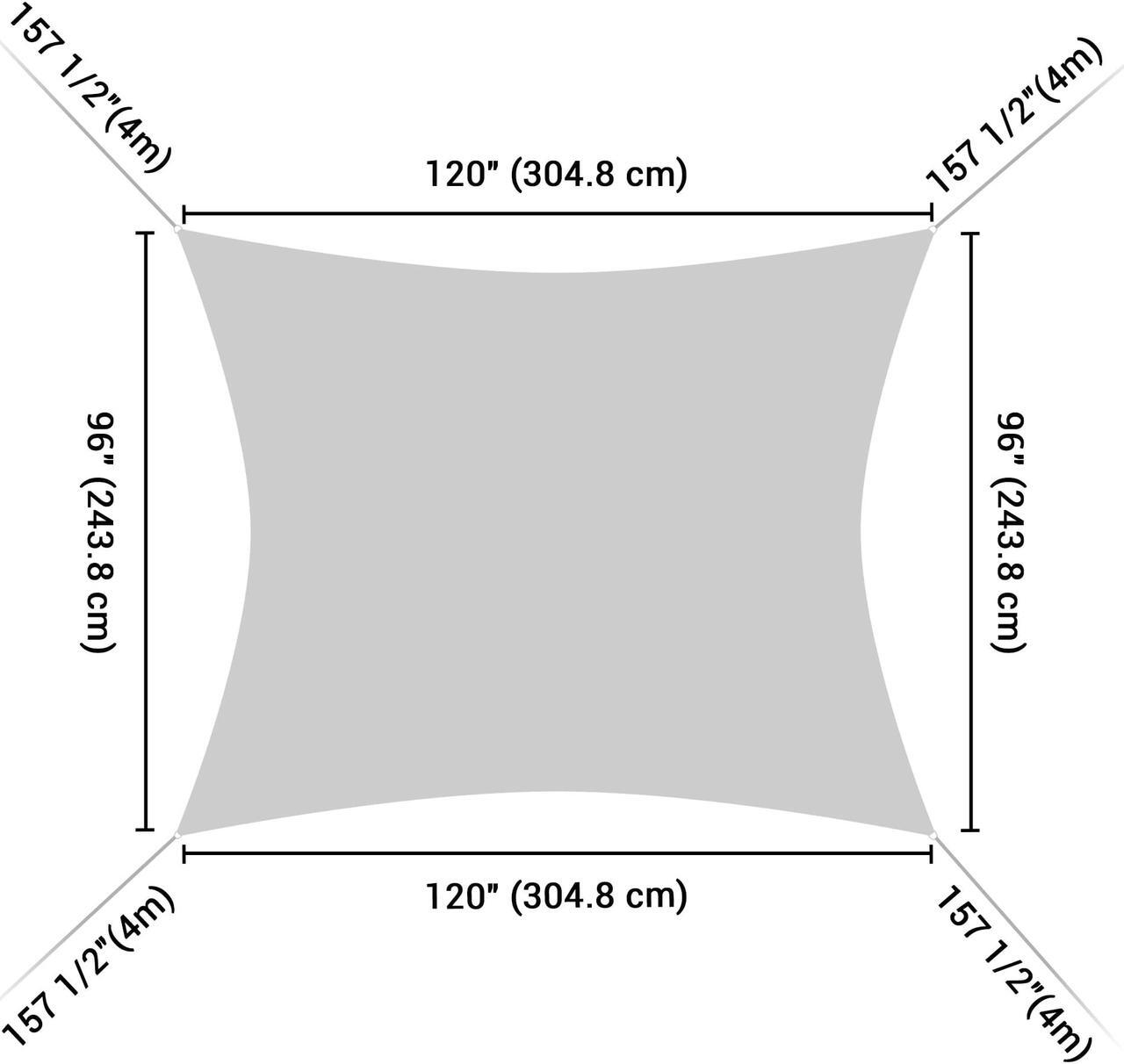 Alt view image 7 of 7 - Yescom 2 Pack 10x8 Ft 97% UV Block Rectangle HDPE Sun Shade Sail Canopy Cover Net Pool
