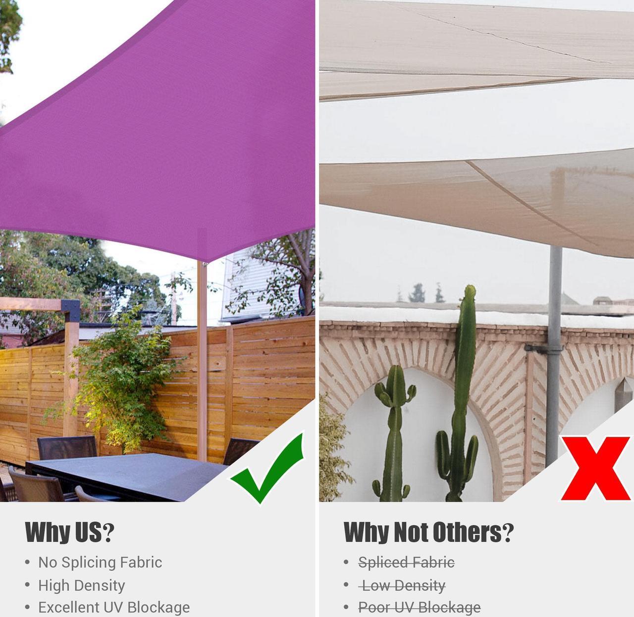Alt view image 6 of 7 - Yescom 2 Pack 10x8 Ft 97% UV Block Rectangle HDPE Sun Shade Sail Canopy Cover Net Pool