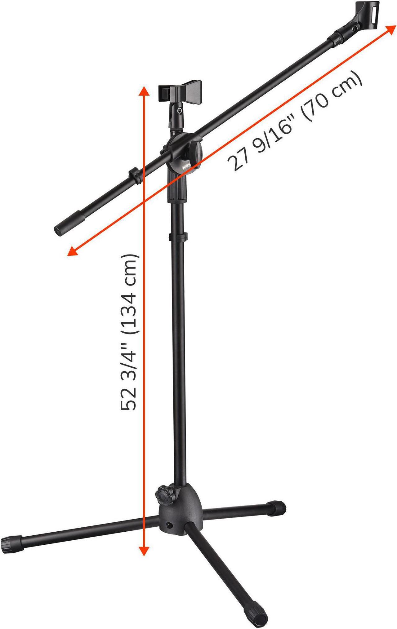 Alt view image 6 of 7 - Microphone Boom Arm Stand w/ Dual Mic Clips Adjustable Tripod Phone Mount Holder