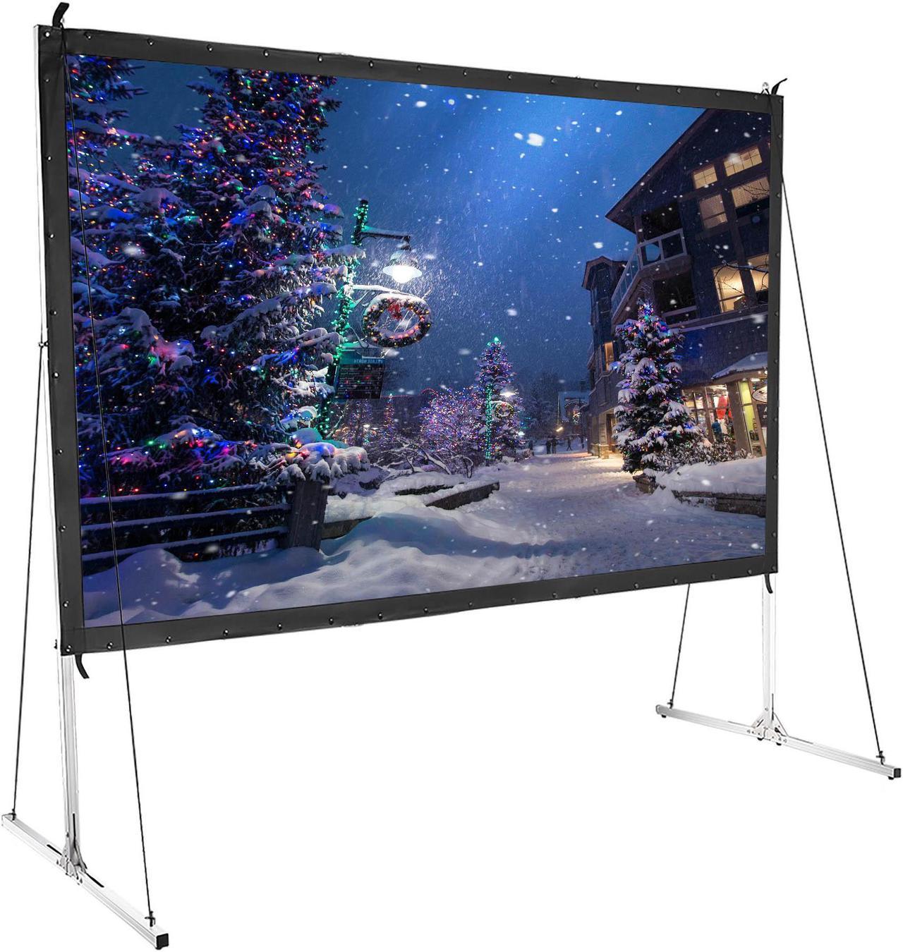 100" Portable Fast Folding Projector Screen 16:9 HD w/ Stand for Indoor Outdoor