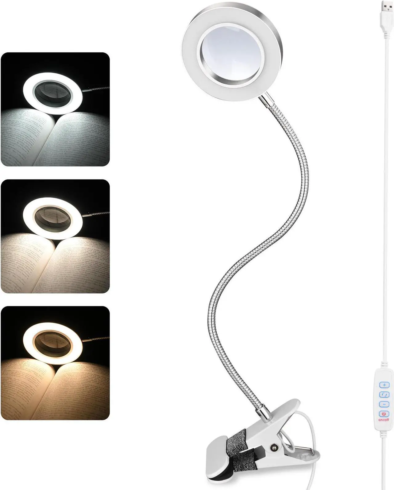 Main image of Byootique LED Magnifying Desk Lamp Dimmable 2.5X Glass Lens Magnifier w/ Clamp