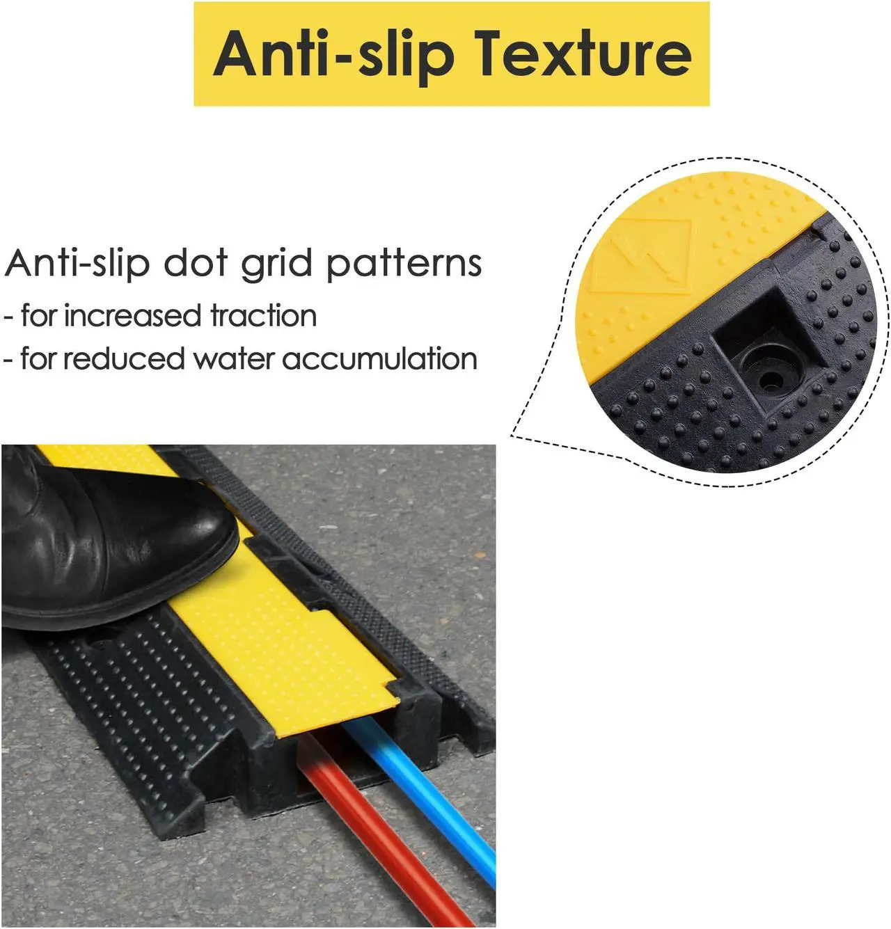 Alt view image 4 of 7 - 1 Channel Cable Protector Ramp Wire Cover Guard PVC Traffic Speed Bump 2 Packs